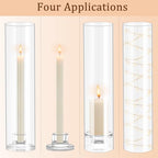 Hurricane Candle Holder Thickened Cylinder Covers Short Taper Candle Sticks Holder 2.5" D × 11" H Glass Tall Candlesticks Holders Centerpiece for Wedding Dining Table, 4 Pcs