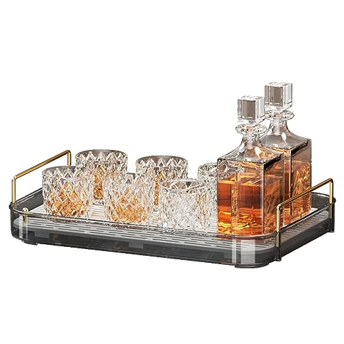 Seoneiro Whiskey Tray, Glass Cup Rack, Mug Holder, Coffee Cup Organizer, Bathroom Countertop with Drain Board Wine Glass Decorative Organizer, Food Tray, Kitchen Spice Rack - color: Anthracite-1