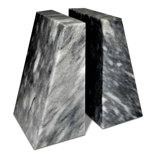 Modern Wedge Marble Bookends (Cloud Gray) - color: Cloud Gray