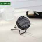 Marble Phone Stand with Metal Holder, Charging Available While Using, Swipe Up to Unlock, Made of Natural Marble as Business Card Holder for Office Desk (Wooden Black + Black) - color: Wooden Black + Black