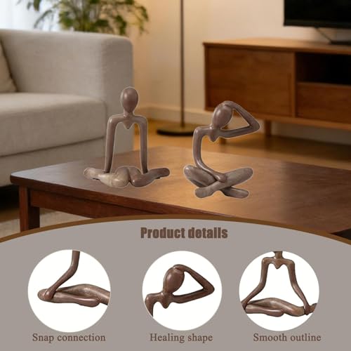 Abstract Thinker Statue Set of 4, Modern Home Decor for Shelves, Console Table & Entryway, Minimalist Neutral Aesthetic Figurines, Lightweight Safe Decor for Living Room & Office(Brown) - color: Brown