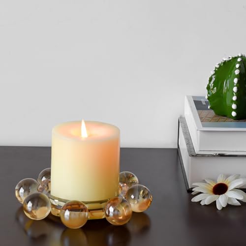 Crystal Candle Holders Pillar Candlestick Decorations for Home Party Dinner Christmas, Suitable for Large Cylindrical Candles, Champagne Color - color: Champagne Color