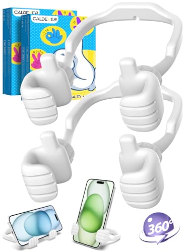 Easter Basket Stuffers for Teens Boys Girls Adults Cell Phone Stand Patented 2 Pack White Thumbs Up Lazy Phone Holder Cell phone Stand for Desk Fun Easter Gifts for Kids Men Women Wife Birthday - color: White, size: 2