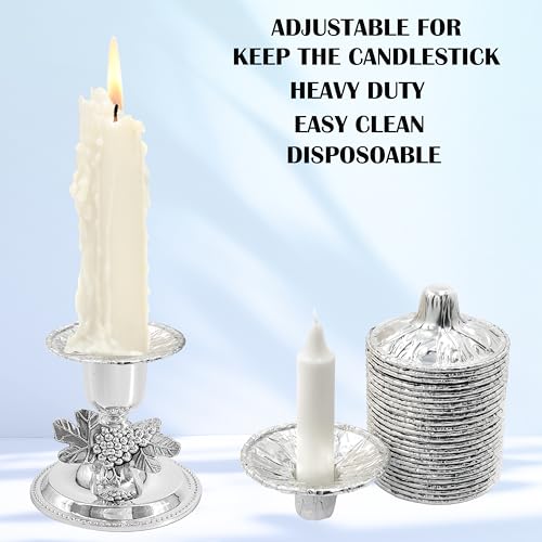 The Dreidel Company Extra Heavy Disposable Candle Holders, 100 Pack - Disposable Candle Drip Cup, Aluminum Foil Drip Cup Bobeches - size: 100-Pack