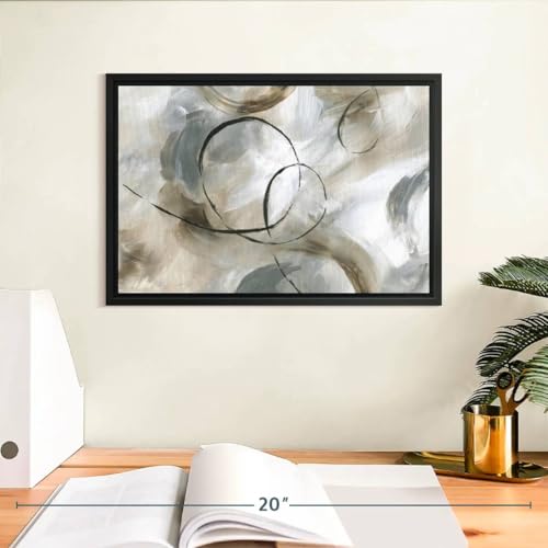 ElephantStock Allegro Wall Art - Horizontal Framed Canvas - 1-Piece Living Room Wall Decor - Painting Abstract Canvas Print - Gray and Brown Decor for Wall by Nan - 13" X 9" - color: Allegro Wall Art Canvas Floating Frame Single Piece, size: 12"L x 8"W