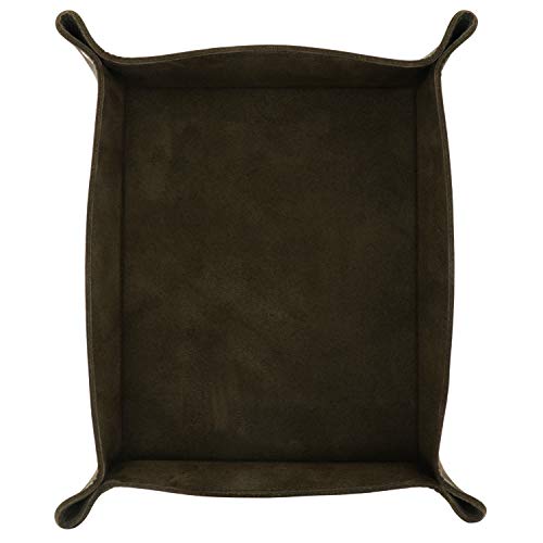 Londo Genuine Leather Tray Organizer - Practical Lightweight Water Resistant Computer Table Desk Storage Box for Wallets, Watches, Keys, Coins, Cell Phones and Office Equipment - color: Green