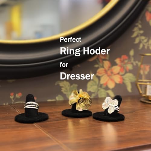 Black Velvet Ring Display Stand, 10PCS Ring Holder and Organizer, Jewelry Display Stand for Storage