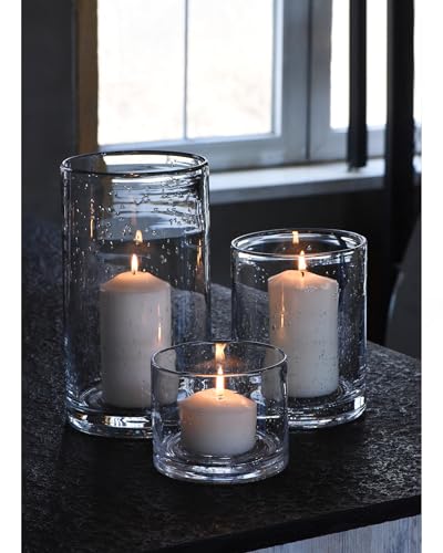 ARIAMOTION Hurricane Candle Holder for Pillar Glass Cylinder Vase Modern Rustic Centerpiece Clear Seeded Home Decor for Kitchen Table Living Room 8" H 1 Pack - color: Bubbles Clear, size: H8" Set of 1