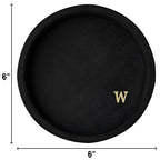 COLLECTIVE HOME - Velvet Jewelry Tray, 6" Monogrammed Jewelry Dish, Smooth Velour Display Dish for Rings, Earrings, Necklaces, Makeup, Personalized Gifts for Women (Black-w) - color: Black-w