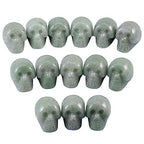 mookaitedecor 1 Inch Green Aventurine Crystal Skull Sculpture Set of 5, Hand Carved Gemstone Statue Figurine Collectible Healing Reiki - color: Green