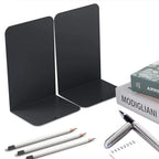 2Pcs Metal Bookends Heavy Duty Black/White Book Ends Support for Shelves Modern Minimalist Style Bookends Multi-Purpose Book Stoppers for Heavy Books School Office Library