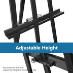 A - Frame Wooden Display Easel - Adjustable Lyre Beechwood Studio Easel Stand Holding Canvas Up to 90", Inclinable Artist Floor Painting Easel for Artwork Painting, Black - color: Black