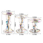 3-Piece Set of Glass Candlestick, Crystal Candlestick Holder Holder and Conical Candle, Christmas Candle Holder Decoration, Family Living Room Wedding Candle Holder (7 Colour) - color: 7 Colour