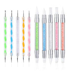 FULINJOY 5PCS Dual Tipped Nail Art Sculpture Pen with 5PCS Dotting Pens, Double Ended Brush and Dotting Tool Kit, Nail Art Design Tools (10 Pcs Set) - size: 5 Sculpture Pens + 5 Dotting Pens