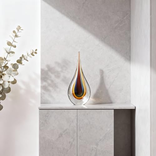 DOVDOV Blown Glass Sculpture, Collectible Stained Glass Art Statue, Unique Teardrop Ornament, Suitable for Office, Bookshelf, Dressing Table, Living Room Coffee Table, or Mantelpiece Display. - color: C