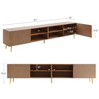 Modern 86in TV Stand for Living Room, Fluted Design Entertainment Center with Adjustable Shelves,Media TV Console Table with Storage for Bedroom,Walnut - color: Walnut
