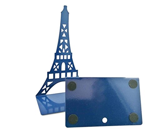 One Pair Creative Paris Eiffel Tower Book Organizer Metal Bookends for Kids School Library Desk Study Home Office Decoration Gift (Blue) - color: Blue