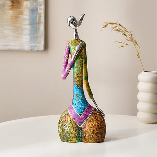 Modern Abstract Resin Sculpture Hand Painted Figurine Metallic Finish Art Collectible for Living Room Shelf Decor Contemporary Home Accent Tabletop Ornament Unique Housewarming Gift,C - color: C