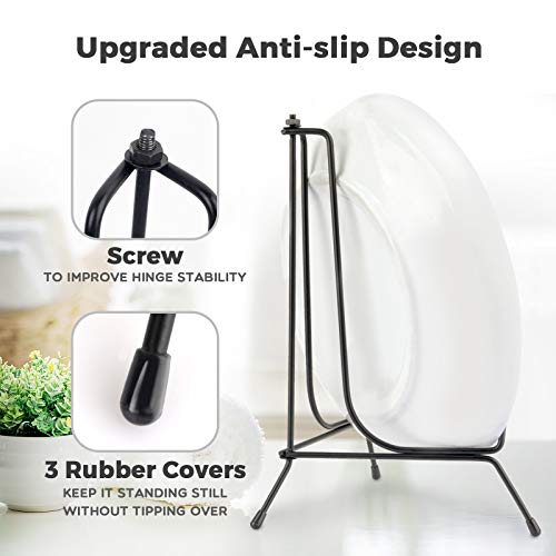 Mocoosy 4 Pack 8 Inch Improved Anti-Slip Plate Stands for Display, Plate Holder Display Stand, Picture Frame Holder Stand, Black Iron Easel Stands for Photo, Decorative Plate, Tablets and Table Art - size: 8 Inch