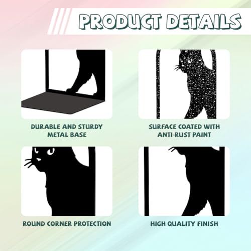 Peacoblue Metal Bookends for Shelves, Modern Decorative Heavy Duty Study Book Support Stoppers for Office, Desk, Shelf, Room 5.3"x4.3"x7.9" Cast Iron Simple Tall Bookends, 1 Pair (Cute Cat) - style: Cute Cat