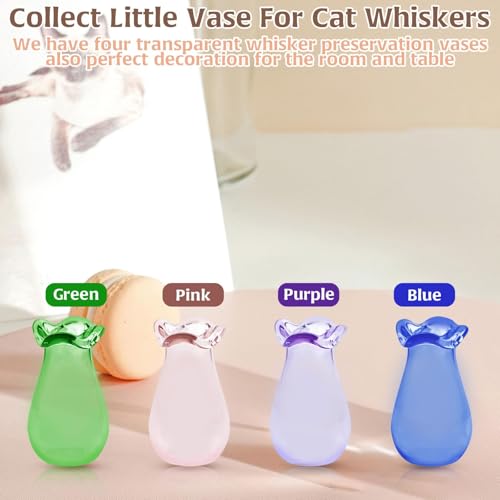 4Pcs Mini Flower Vase Cat Whisker Holder for Decor, Tiny Vase Mini Vase Decorations Cat Memorial Gifts for Dog or Cat, Hair Keepsake Micro Landscape Ornament Supplies - color: 4pcs-multicolor