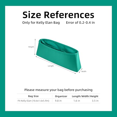 DGAZ Silk Purse Organizer Insert Fits Hermes Kelly Elan Bags，Silky Smooth Bag Organizer，Luxury Handbag & Tote Shaper(Menthe) - color: Menthe