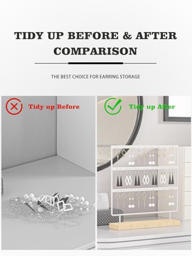 Earring Holder Organizer,Pierced Large Earrings Display Stand For Selling,Small Stud Earring Organizer Rack,Hoop Earring Storage Hanger Tree (White, 3 tier) - color: White, size: 3 tier