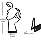 Thinker Statue Abstract Art Sculpture Home Decor, Metal Creative Face & Hand Abstract Statues for Home Office Desktop Bookshelf Decor (Metal, Black)