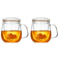 DOPUDO Glass Teacups 2 Pack Glass Tea Cup with Infuser and Lid, 17.6oz/520ml Large Borosilicate Teacup,Tea Clear Mug Cup for Loose Leaf Blooming Tea, Microwave & Dishwasher Safe. - size: 2 Count (Pack of 1)