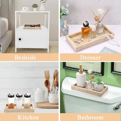 Hipiwe Natural Travertine Tray Vanity Decorative Tray Rectangular Perfume Trays Bathroom Countertop Storage Catchall Trays for Vanity Jewelry Trinket Candles Organizer, 9.8"x4.7"x1.2" - color: Beige, size: 9.8" x 4.7" x 1.2"