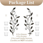 Sziqiqi Wall Sconces Candle Holder - Wall Candle Holder Black Tea Light Candle Sconce Vintage Wall Sconce Set of 2 for Living Room Wall Mount Candle Sconces for Bathroom Dining Room
