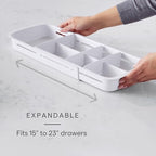 YouCopia DrawerFit Sliding Drawer Tray with Adjustable Dividers, Expandable Kitchen Storage Organizer, Speckled White - style: Tray