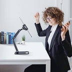 CreaDream Tablet Stand for iPad, Aluminum Tablet Holder with Heavy-Duty Base for Desk, Fully Adjustable Angle, Compatible with iPad Pro Air Mini, Galaxy Tab, Surface Pro, Kindle 4.7''-13", Black - size: High - Two Arm