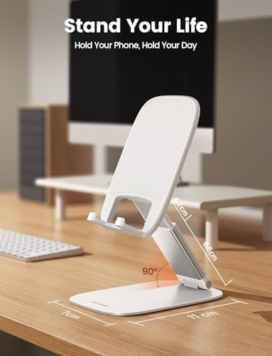 Lamicall Ultra-Thin Cell Phone Holder, Gifts for Mothers Day Mom Grandma Wife Teens Girls Kids, White Cellphone Stand, Office Desk Gifts Accessories for iPhone Holder, Desk Organizer - color: B-White