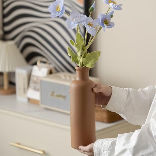 Modern Ceramic Vase Set of 3, Neutral Colors, Decorative Bottles for Home, Earth Tone Farmhouse Rustic Decor, Housewarming Gifts, Wedding Gifts, Birthday Gifts for Women(Coffee Mix) - color: Coffee Mix