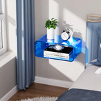 Acrylic Floating Nightstand, Bedside Table, Nightstand Shelf Wall Mounted Bedside Shelf (Blue, Small) - color: Blue