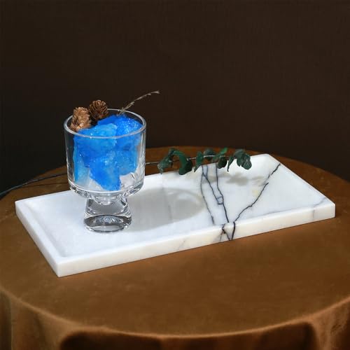 Luxury Natural Marble Tray, Handcrafted Vanity Catchall for Perfume, Jewelry, Soap, Elegant Bathroom & Kitchen Counter Decor - color: 036-lilac