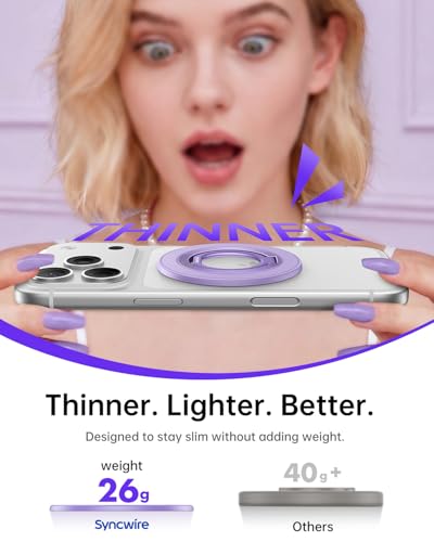 SYNCWIRE Magnetic Phone Ring Holder for MagSafe, 360° Rotation Cell Phone Grip Stand Finger Ring Kickstand Two-Sided Magnet Compatible with iPhone 17 Pro Max 16 15 14 13 12 MagSafe Accessories - color: Single Ring-1PCS-Lavender Lovers