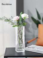 Modern Minimalist Glass Square Vase, Crystal Glass Vase, White - color: White