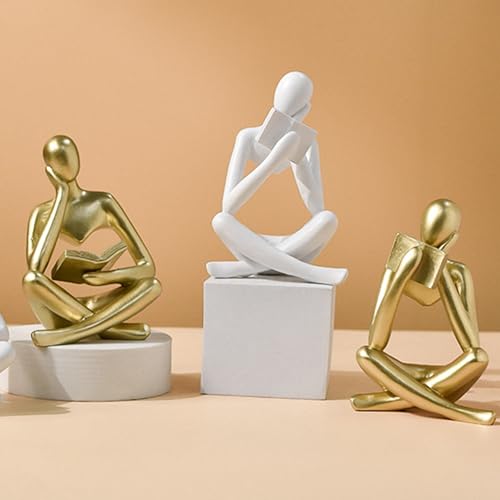 Jinkoozz Reading Women Statue, Thinker Sculptures, Abstract Art Ornament, Modern Aesthetic Figurine Decoration, Suitable for Home Living Room Bedroom Office Shelf Table Desk Bookshelf Decor - color: White Right, size: Small