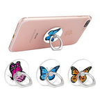Bonoma Finger Ring Stand, 3 Pack Butterfly 360 Degree Rotation Phone Ring Stand Grip Holder Compatible with Smartphones and Tablets - color: Butterfly