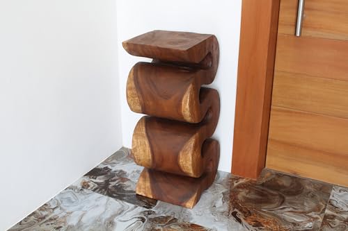 Haussmann Wood Big Wave Verve Accent Snake Table - Thick Wave (Walnut, 12x14x30) - color: Walnut, size: X-Large