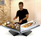 Strong Angled Modern Wood Book Stands for Display - Large Bookstand- 12.5" x 9.5" x 5.5" Wooden Bible Stand Display, Book Opener Holder - color: Black Wood, size: Large