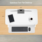 VIVO Desk Converter 32 inch Height Adjustable, MDF Wood Sit to Stand Riser, White, DESK-V000SW - color: White, size: 32"