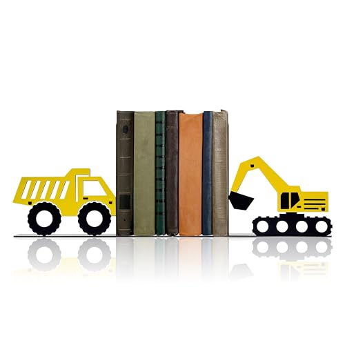 Construction Truck Decorative Bookends for Boys Room - Durable and Cute Design, Perfect for Nursery and Kids' Book Ends（Excavator） - color: Yellow Excavator
