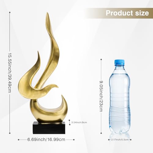 Gold Fire Flame Sculpture, Modern Abstract Resin Statue, Art Statue Home Decor for Living Room TV Stand Coffee Table Shelf Accents Decor. - color: Gold, size: Large