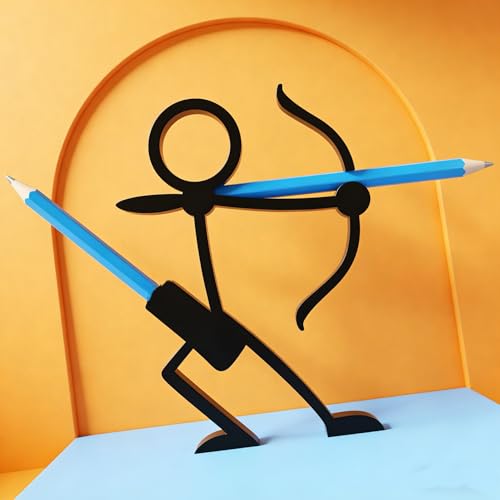 Pen Holder, Fun Desktop Ornament, Multifunctional Pencil & Pen Organizer for Home Office Decor (Black（Archer）) - color: Black（archer）