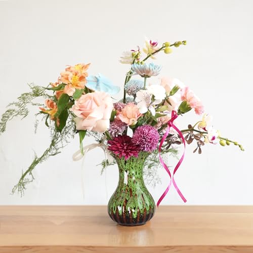 Ceramic Vase, Modern Small Vases for Home Decor, Elegant Flower Vase Centerpiece for Tables, Office Desk, Room Decor, Fit for Housewarming, Wedding, Birthday (Green) - color: Green