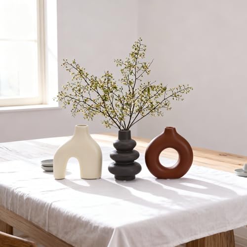 Ceramic 3 Pcs Vase Set,Modern Home Decor Table Centerpiece,Minimalist Nordic Vases, Wedding, Living Room, Bookshelf, Office, Modern Home, Entryway Boho Decor (D) - color: D