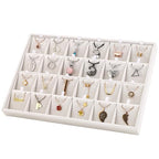 Mornajina 24 Grids Stackable Jewelry Tray Organizer with Removable Dividers, Velvet Jewelry Display Tray for Earrings Necklaces Bracelet Rings Display Showcase - Beige - color: Beige